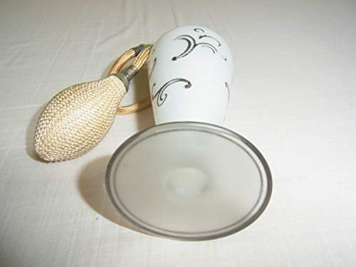 1950 60年代 共 白ガラスに銀唐草象嵌 ポンプ布部分は絹 アトマイザー